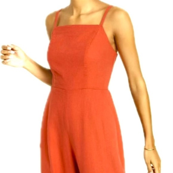 Old Navy dark salmon Orange Sleeveless linen jumpsuit with pockets size small - Picture 3 of 12